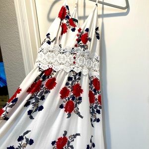 Red and white floral maxi